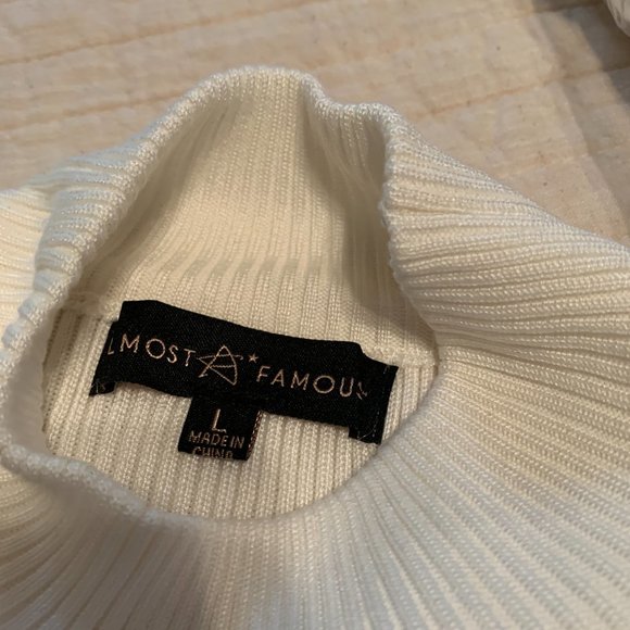 NWT White Sweater Knit Mock Neck Dress, sz Large - Picture 7 of 8